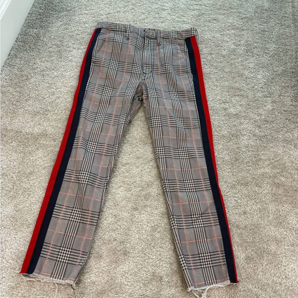 MOTHER Plaid women’s Pants with Red and Black Accents size 28